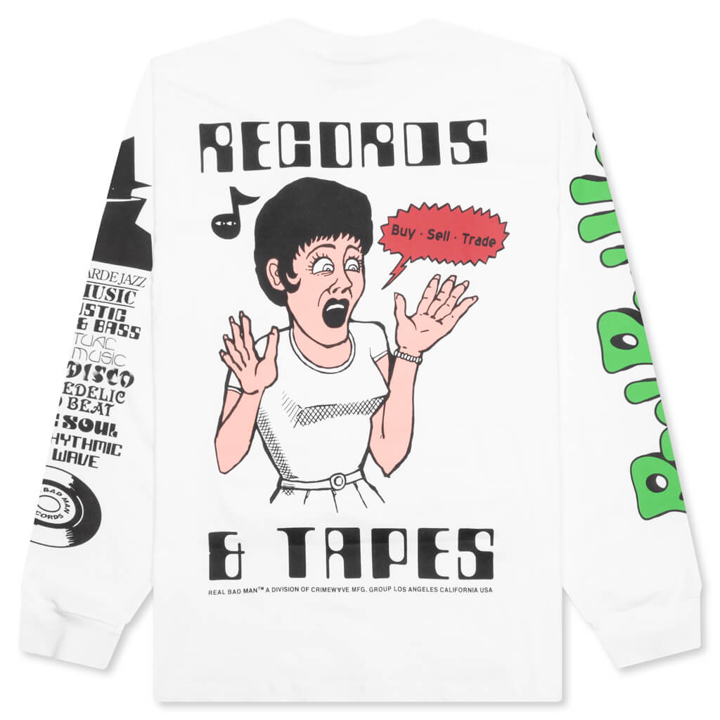 Records And Tapes L/S Tee - White, , large image number null