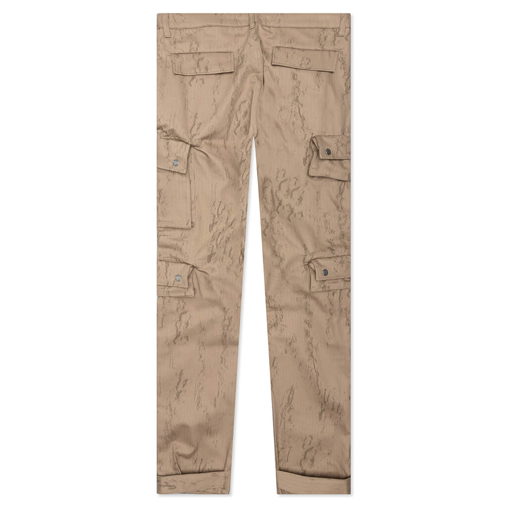 Cotton Herringbone Cargo Pants - Camo