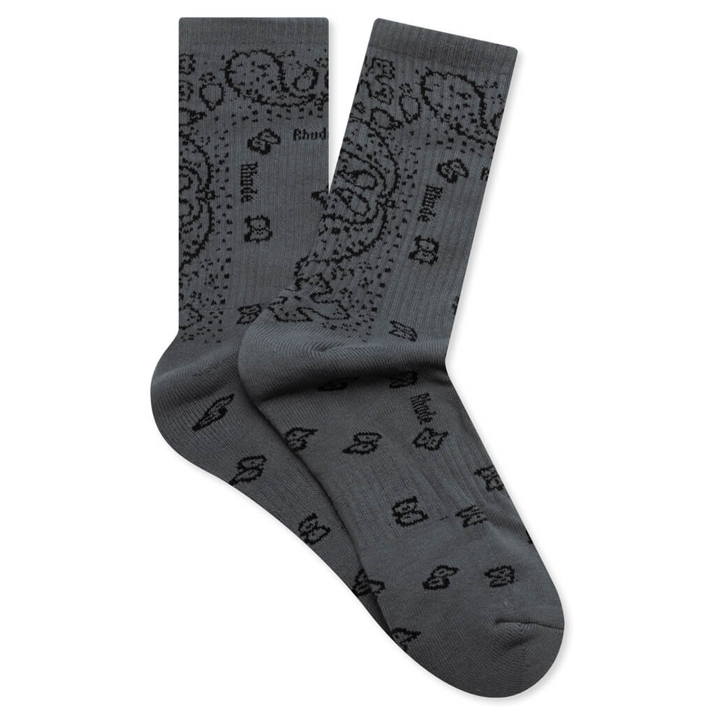 Bandana Jacquard Sock - Grey/Black, , large image number null