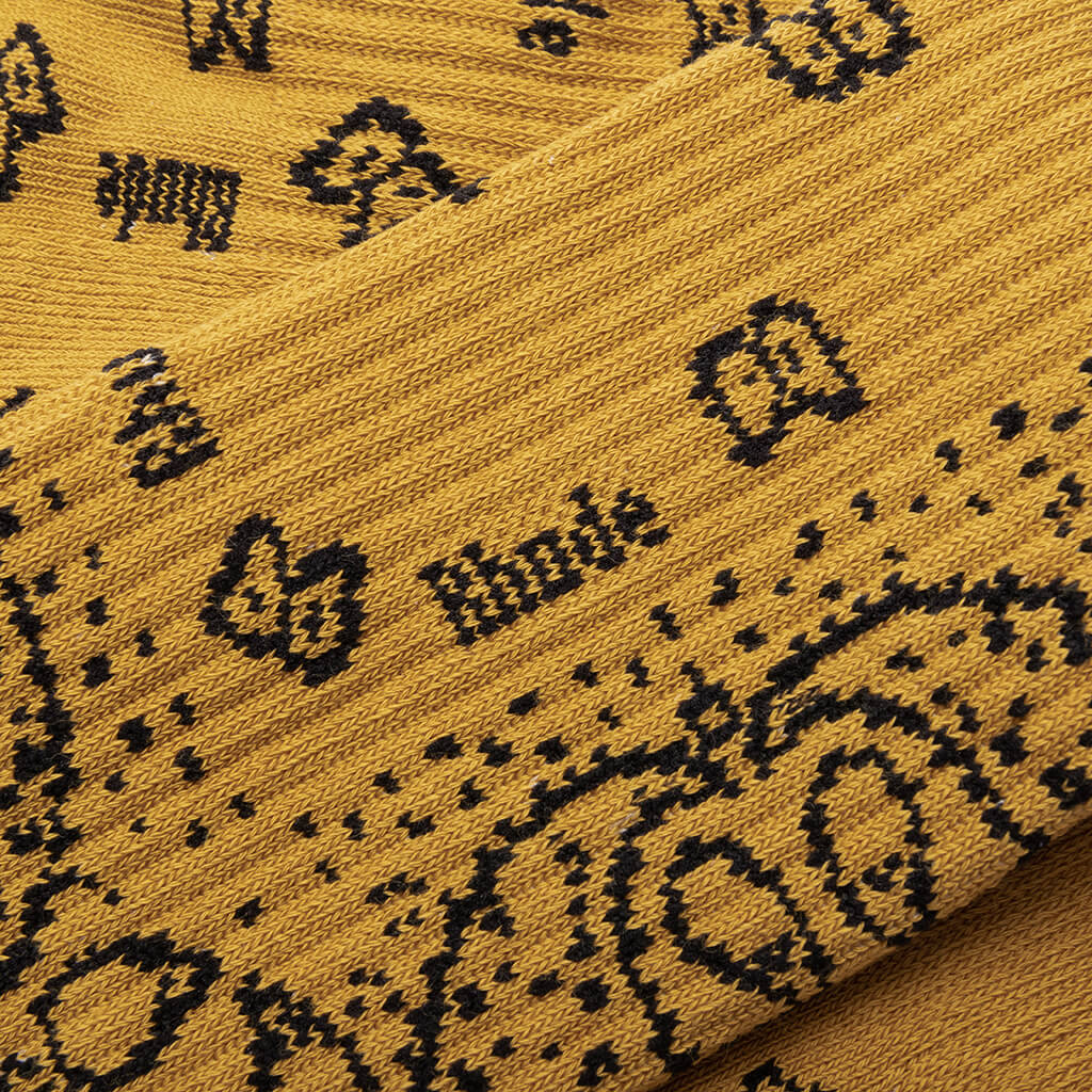 Bandana Jacquard Sock - Mustard/Black