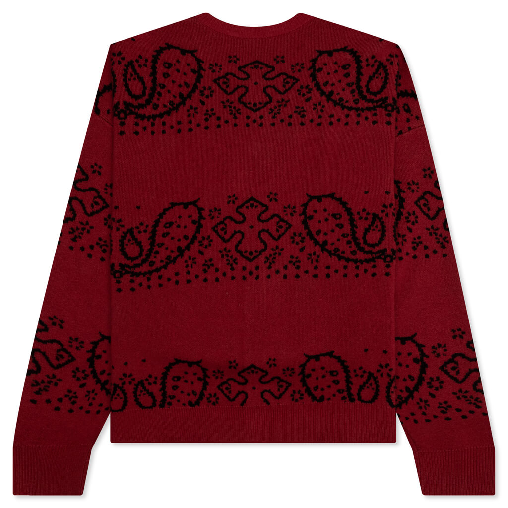 Bandana Knit Cardigan - Red/Black, , large image number null