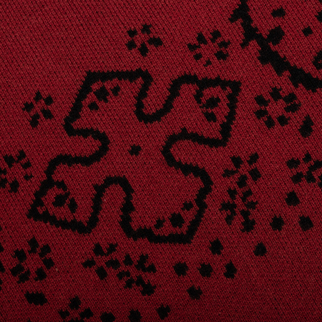 Bandana Knit Cardigan - Red/Black, , large image number null