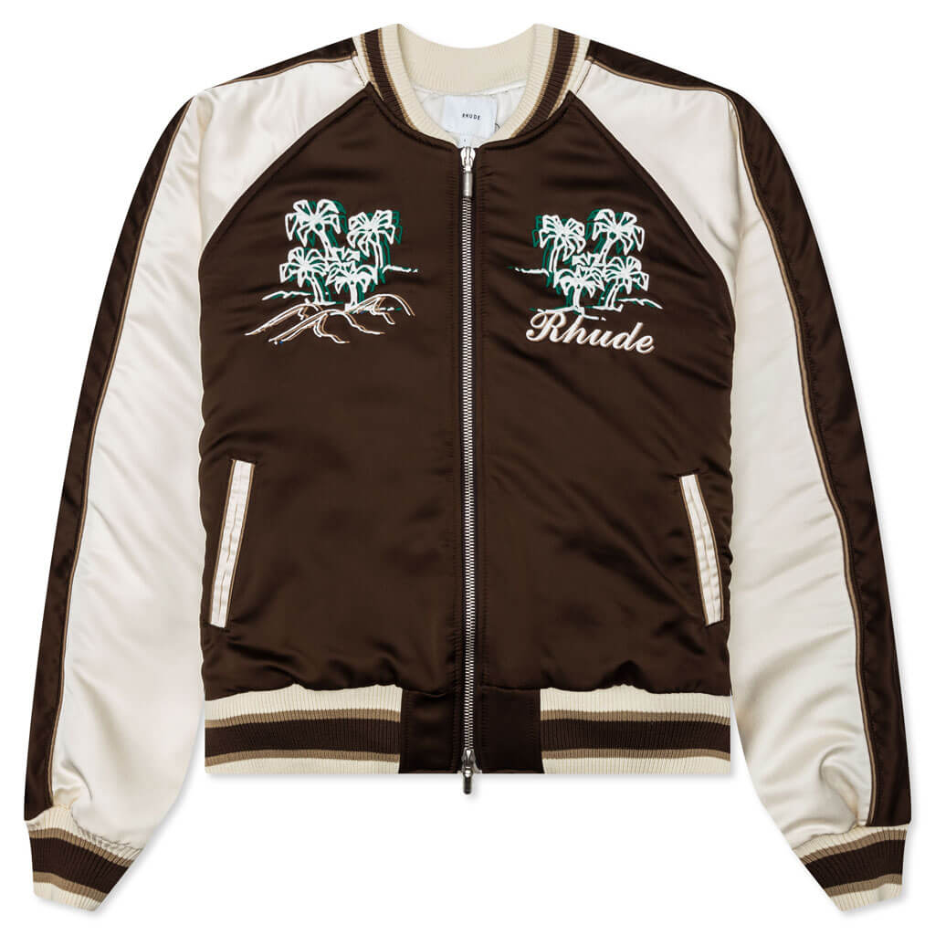 Crepe Satin Souvenir Jacket - Brown/Cream