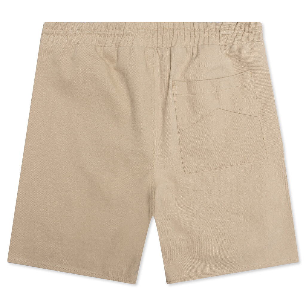 Embroidered Twill Logo Short - Tan