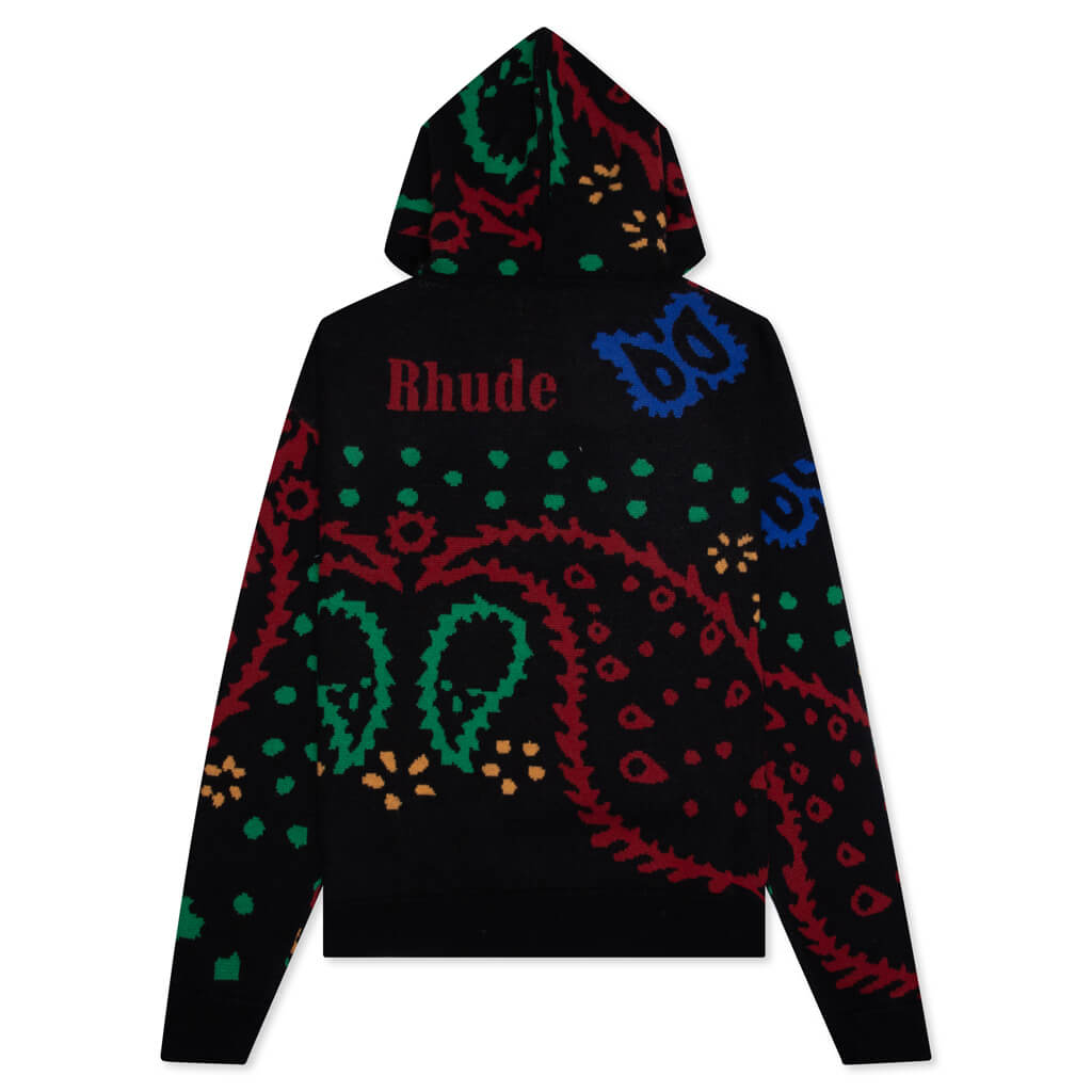 Knit Hoodie - Black/Red, , large image number null