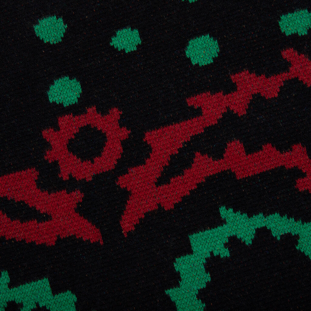 Knit Hoodie - Black/Red, , large image number null