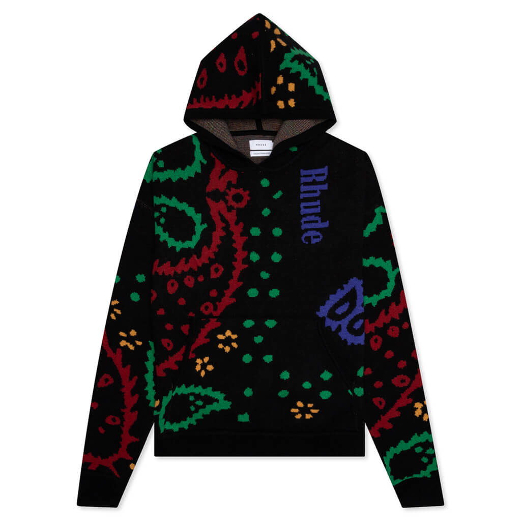 Knit Hoodie - Black/Red, , large image number null