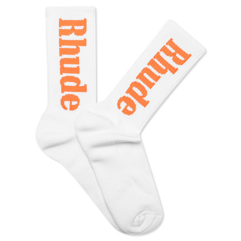 Logo Sock - White/Orange, , large image number null