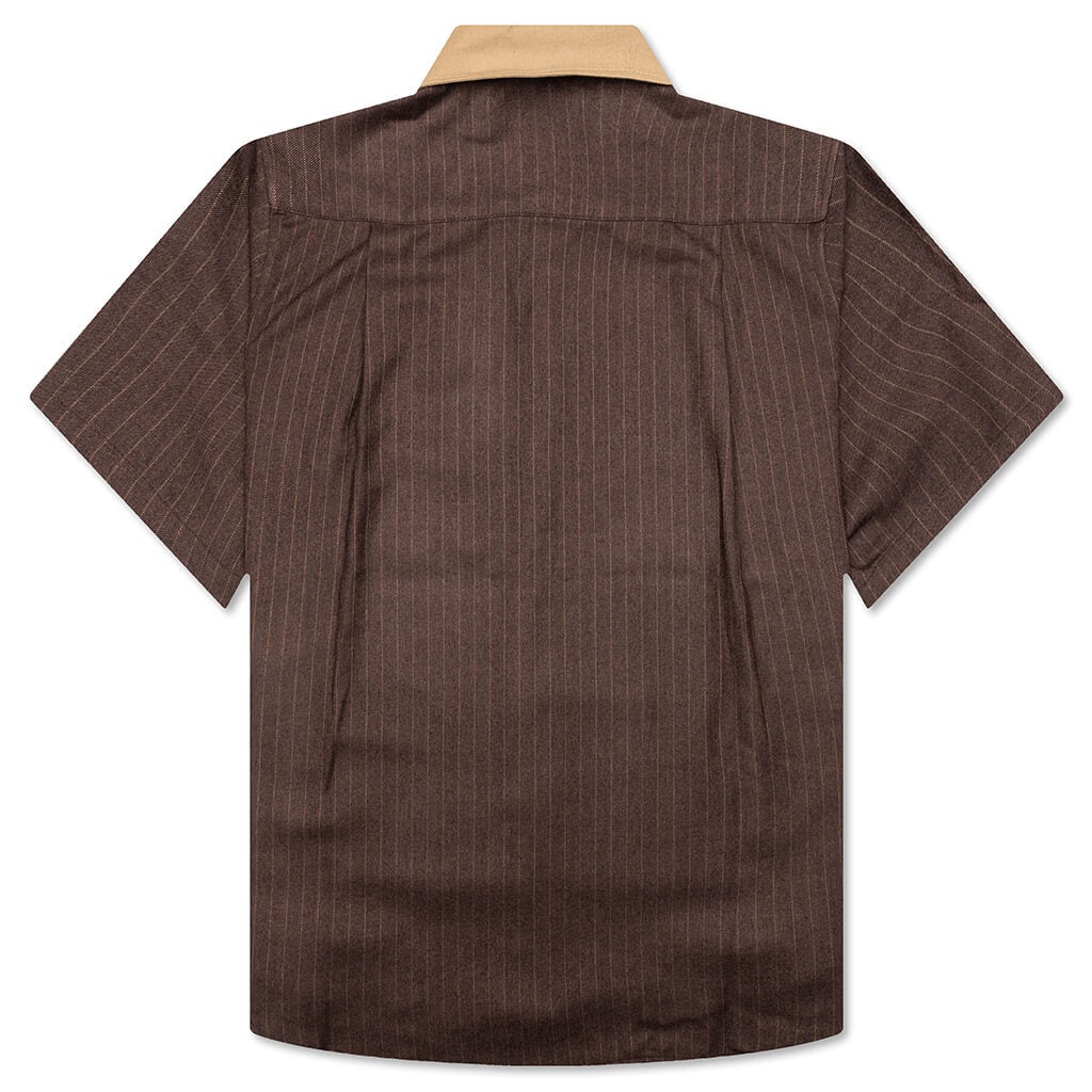 Twill Stripe Mechanic Shirt - Brown/Tan, , large image number null