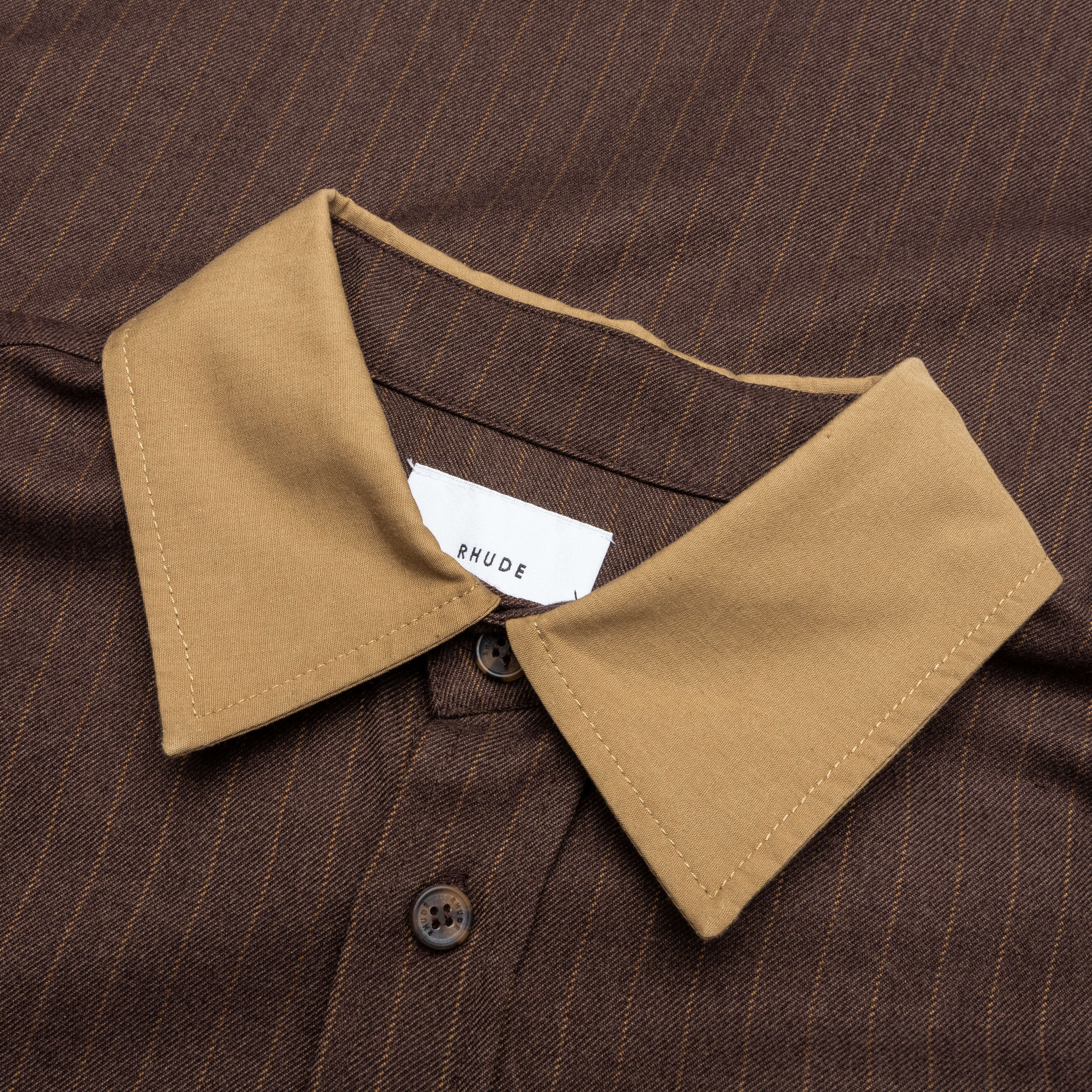 Twill Stripe Mechanic Shirt - Brown/Tan, , large image number null