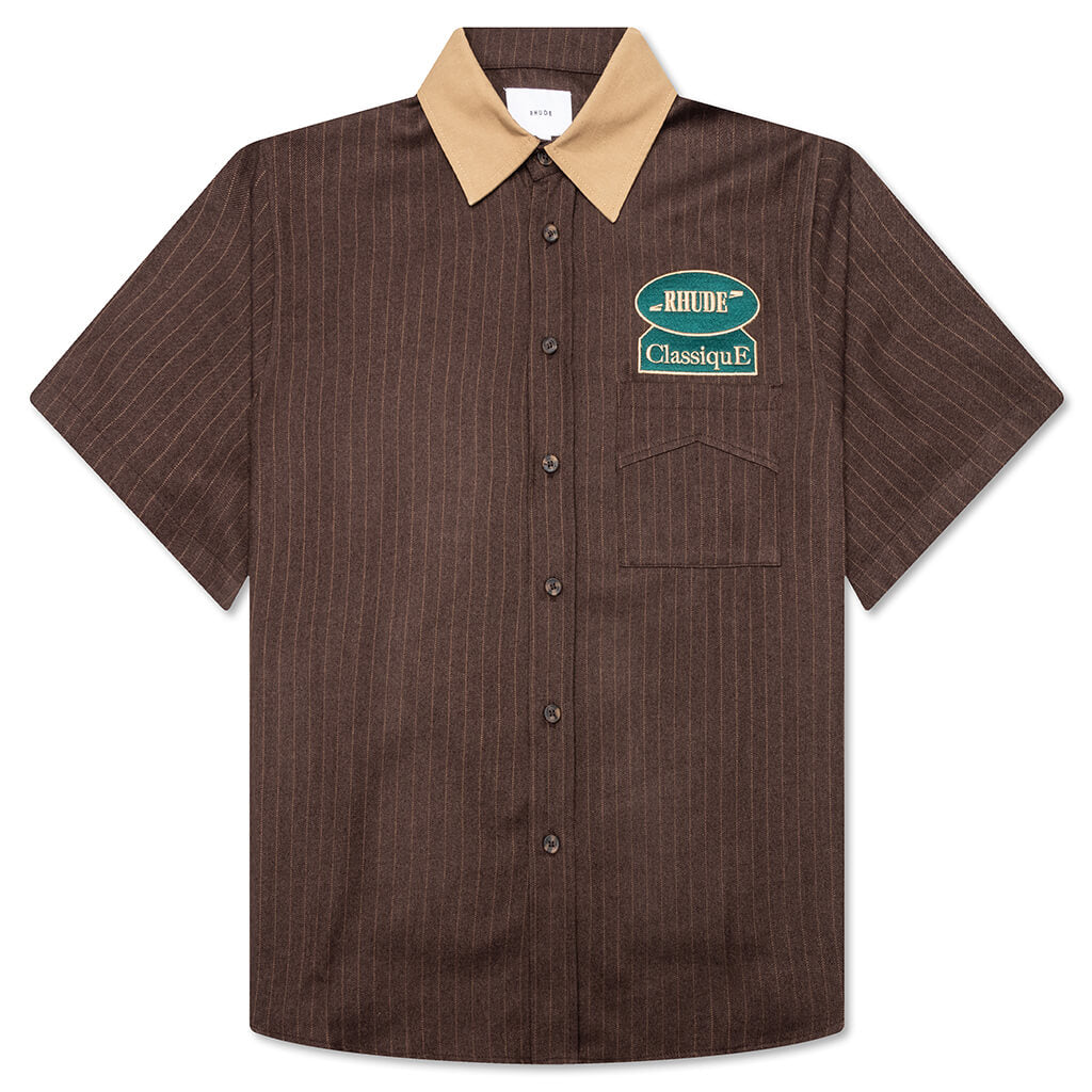 Twill Stripe Mechanic Shirt - Brown/Tan, , large image number null