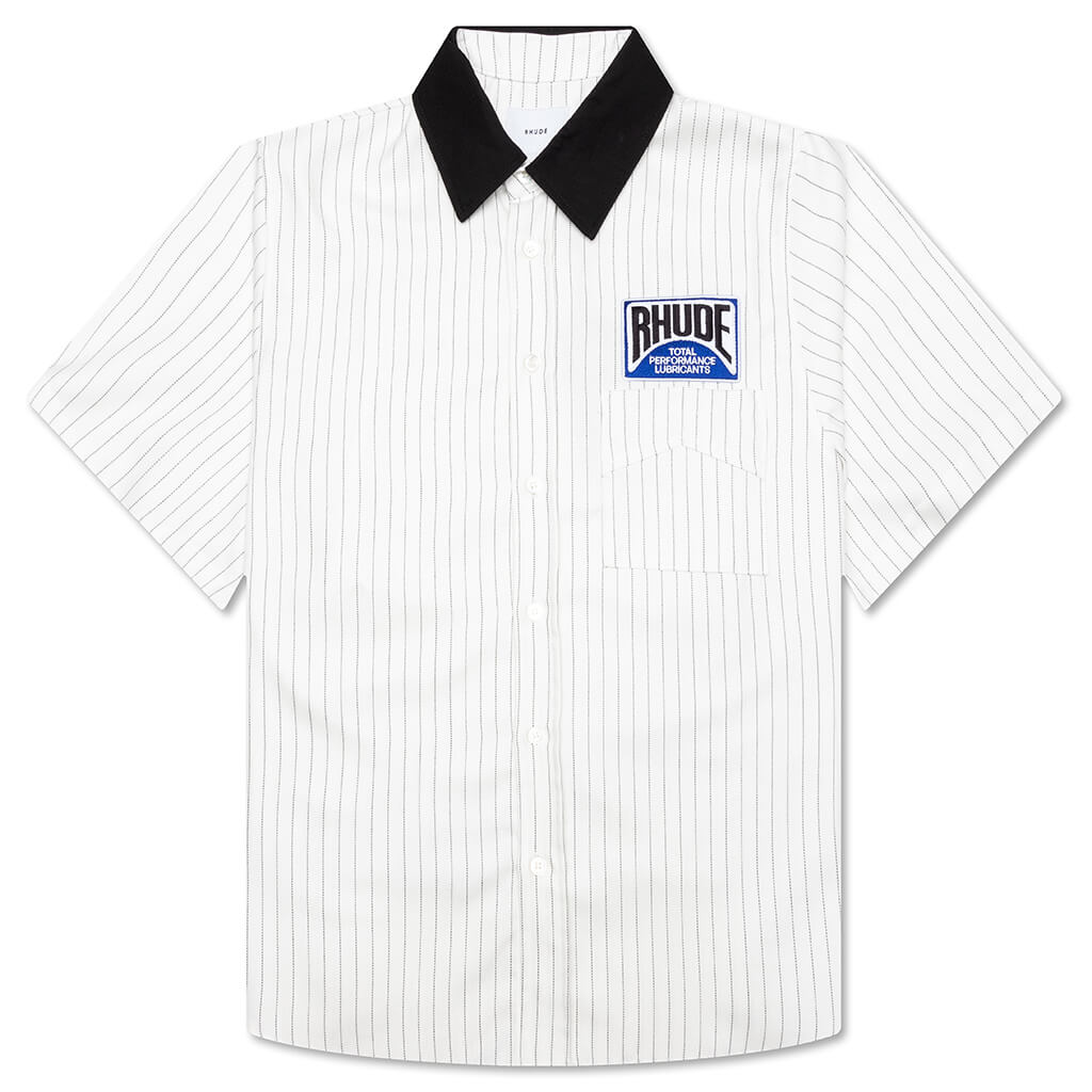 Twill Stripe Mechanic Shirt - White/Black