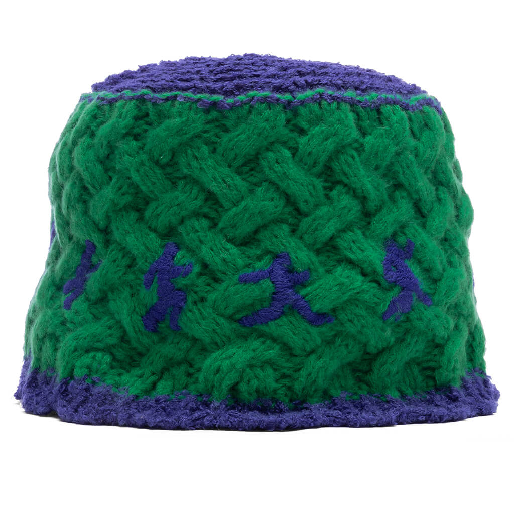 Running Man Crochet Hat - Green/Blue