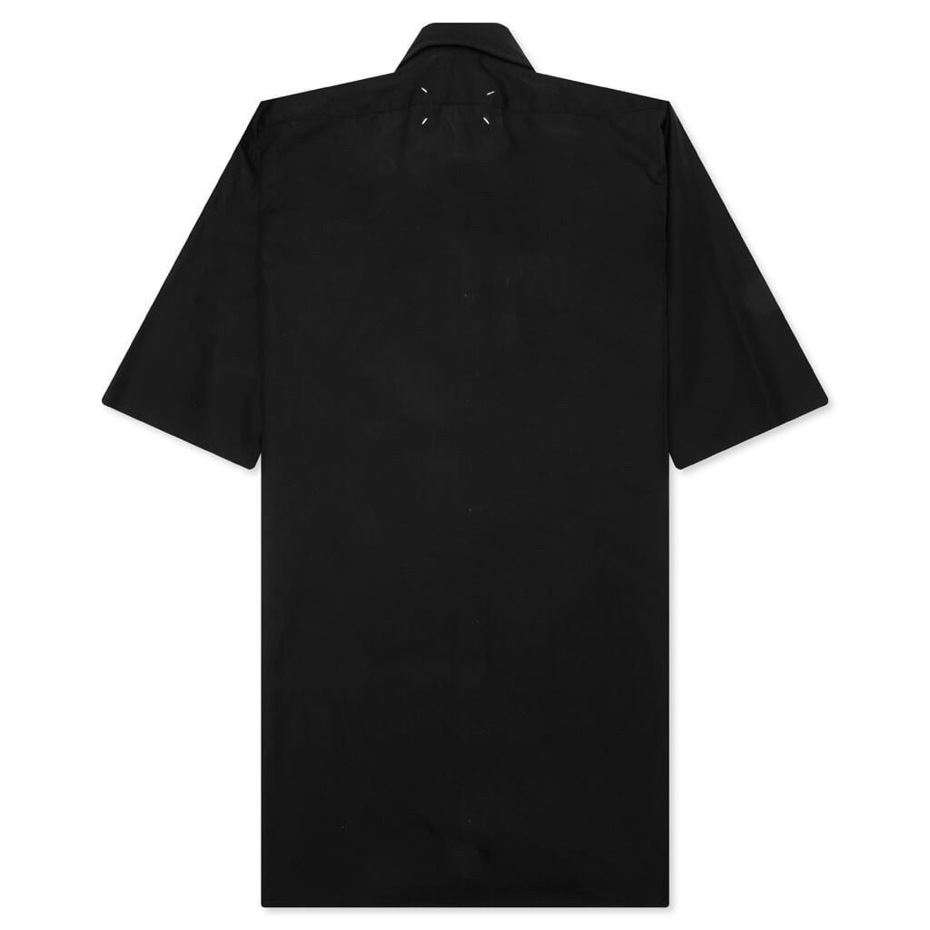 Point Collar Short Sleeve Shirt - Black