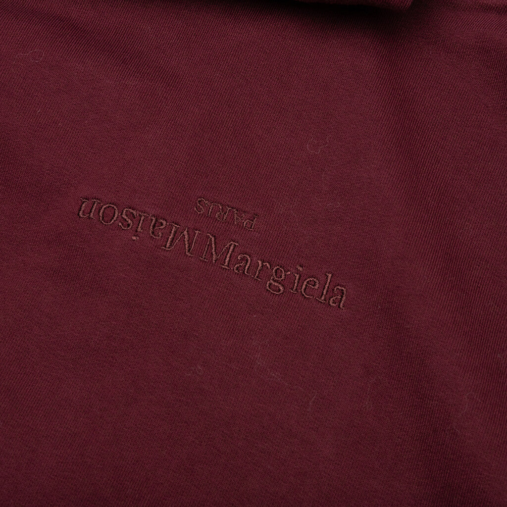 Logo-Embroidered Long-Sleeved Hoodie - Burgundy, , large image number null