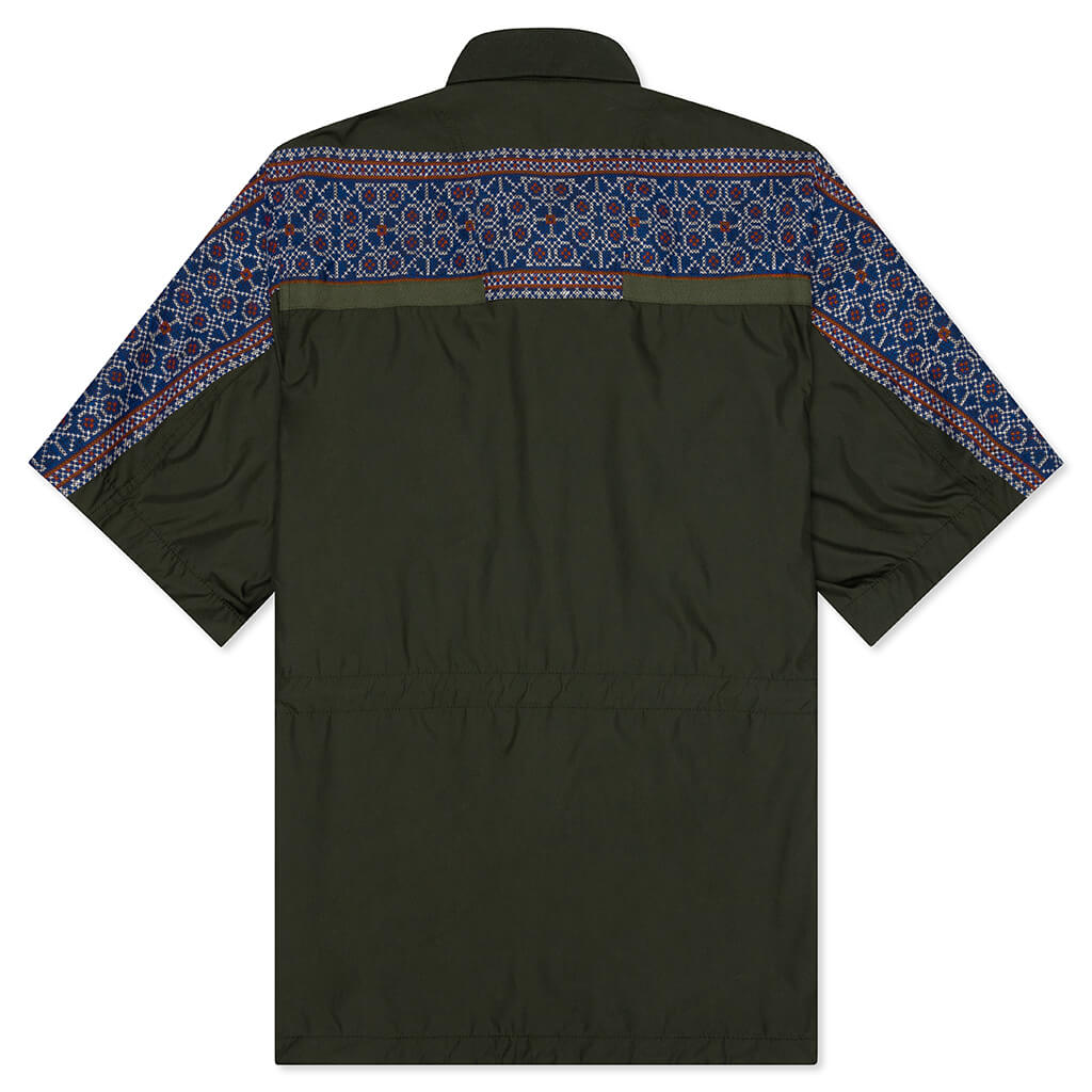 Floral Embroidery Mix Shirts - Khaki