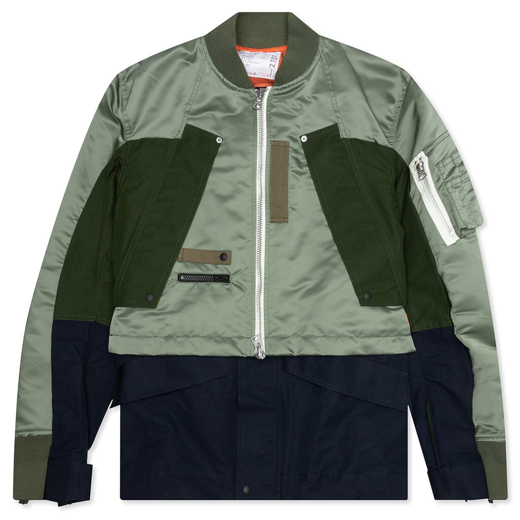 Nylon Twill Mix Blouson - Khaki