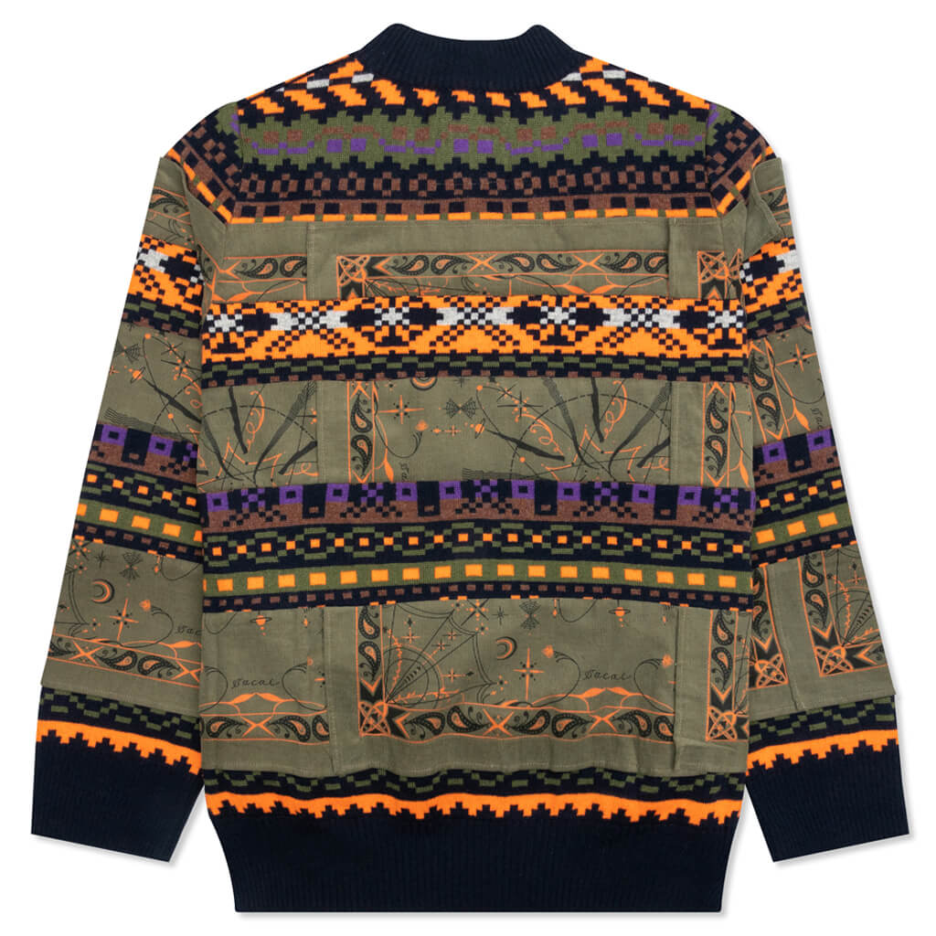 Sacai x Dr. Woo Bandana Knit Pullover - Khaki