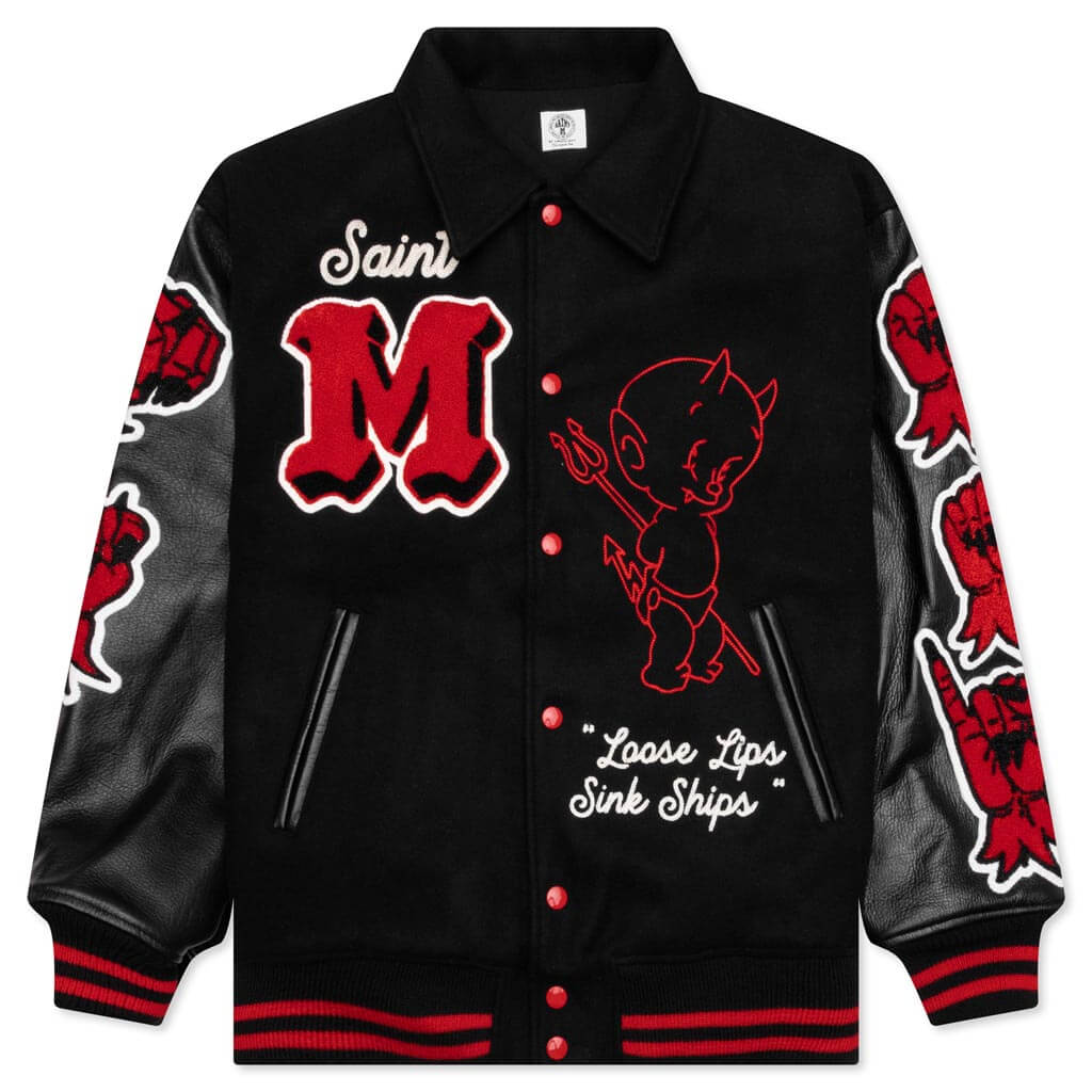 Saint Michael Devil Varsity Jacket - Black, , large image number null