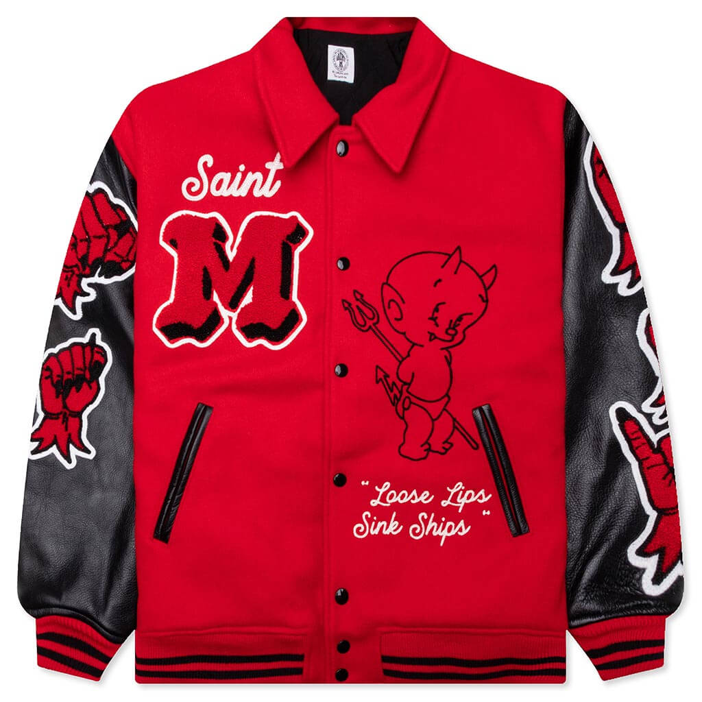 Saint Michael Devil Varsity Jacket - Red
