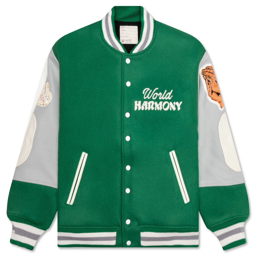 Saint Michael x Shermer Academy Pigeon Varsity Jacket - Green