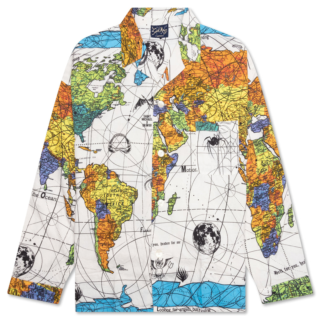 Saint Michael x Dr. Woo World Map Pajama Shirt Map - White