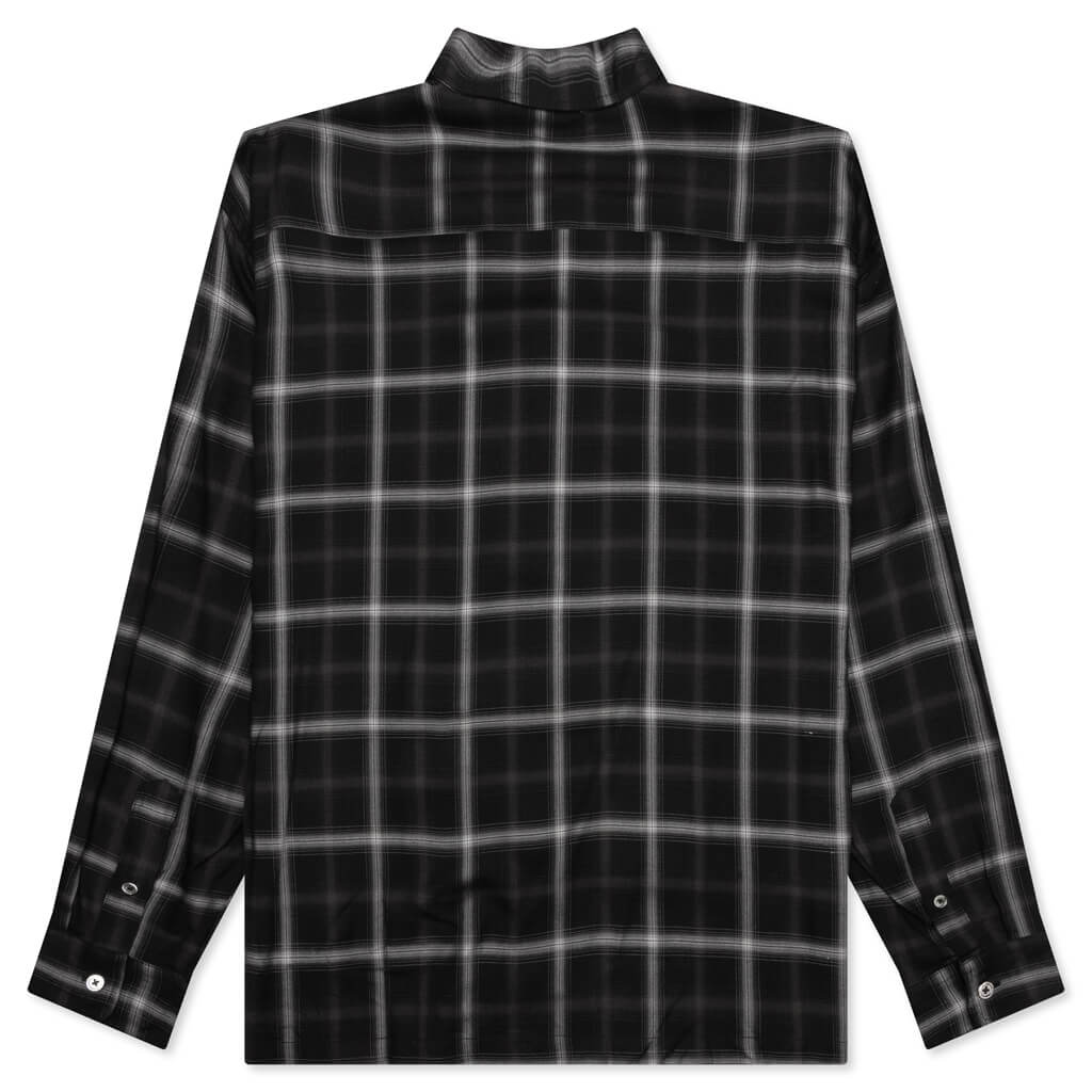 Shadow Plaid Rayon Shirt - Black