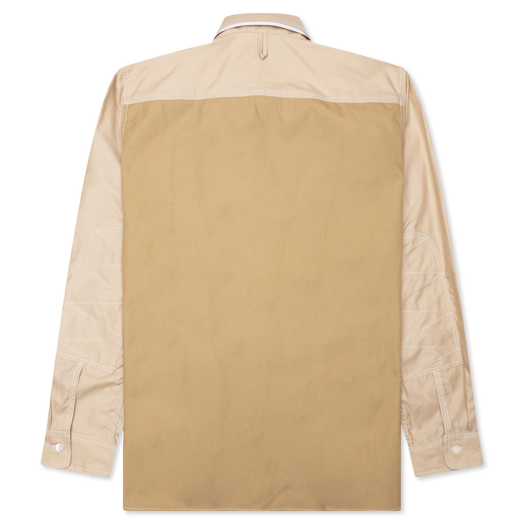 Two Tone Button Up Shirt - Beige