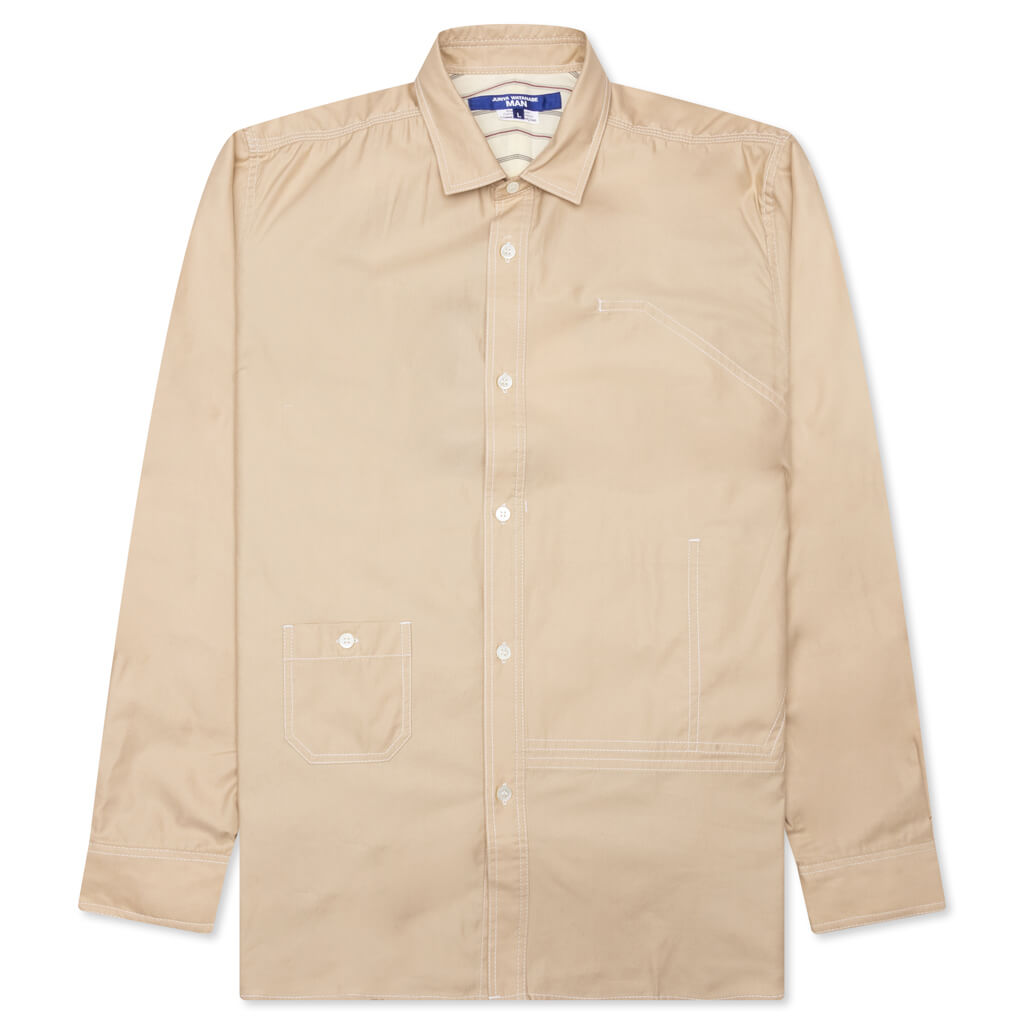 Two Tone Button Up Shirt - Beige, , large image number null