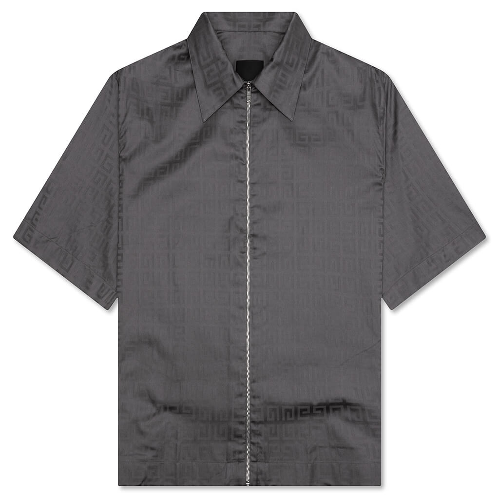 Short Sleeves Boxy Fit Zipped Shirt - Titanium
