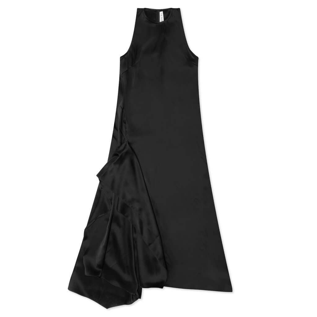 Sleeveless Draped Dress - Black