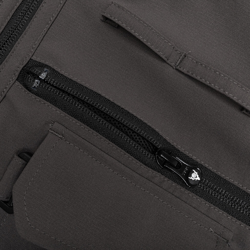 Multi-Pocket Zipped 2 Way Jacket - Charcoal, , large image number null