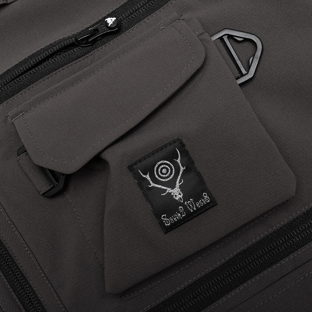 Multi-Pocket Zipped 2 Way Jacket - Charcoal, , large image number null