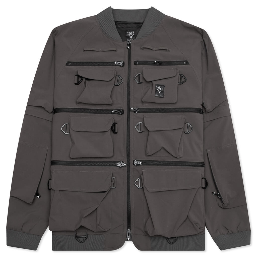 Multi-Pocket Zipped 2 Way Jacket - Charcoal