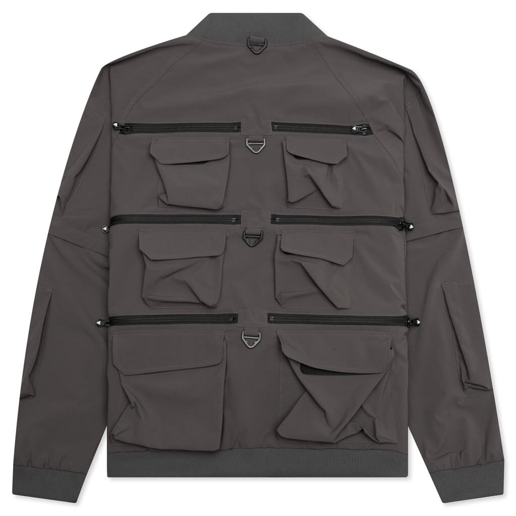 Multi-Pocket Zipped 2 Way Jacket - Charcoal, , large image number null