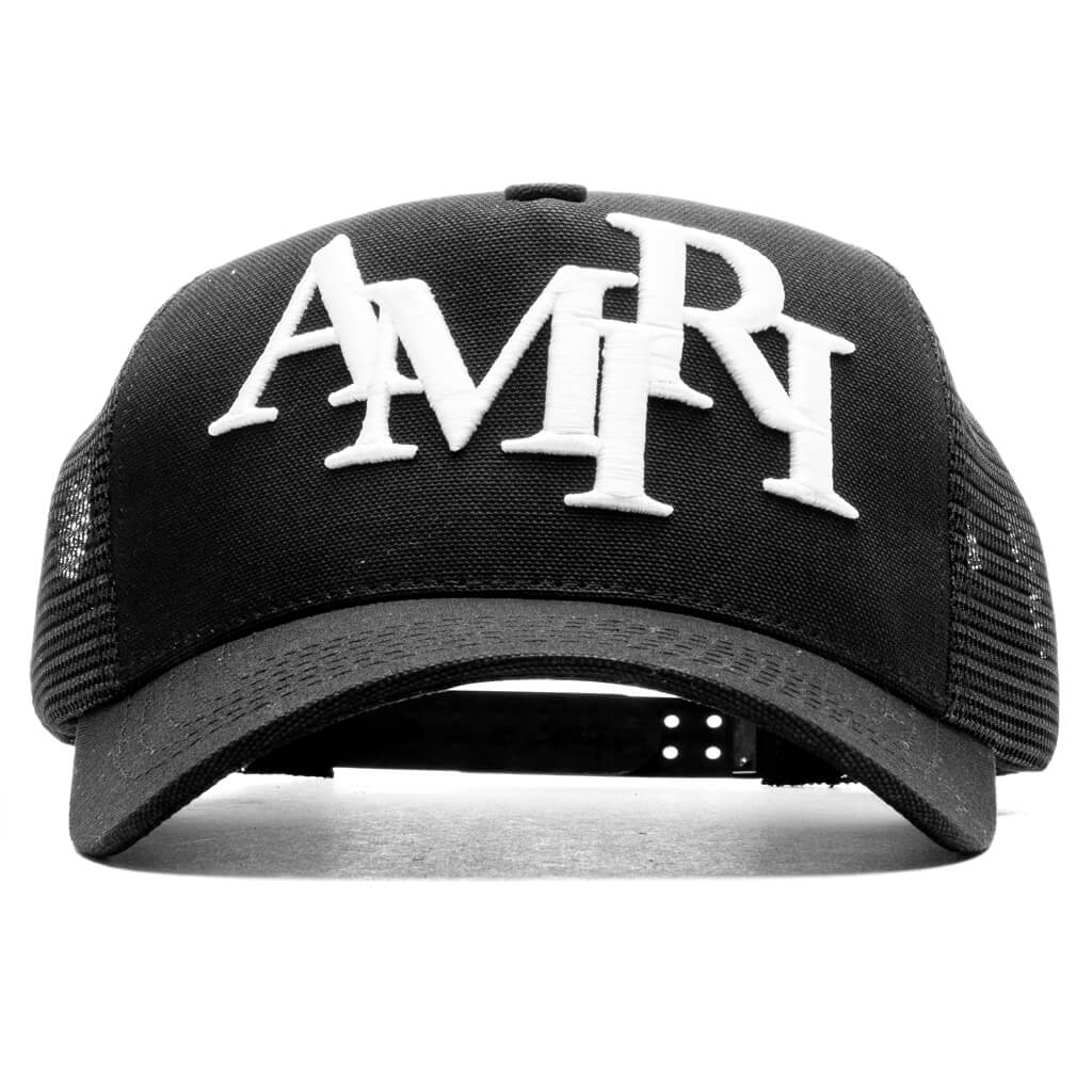 Staggered Logo Trucker - Black