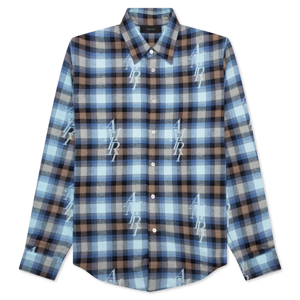 Staggered Plaid Flannel - Legion Blue