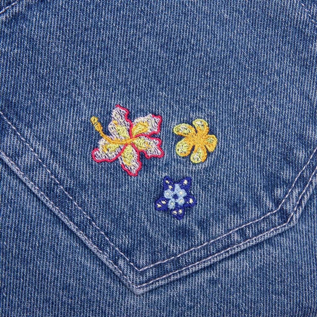 Stone Wash Denim Embroidered Motif Jean - Stone Wash, , large image number null