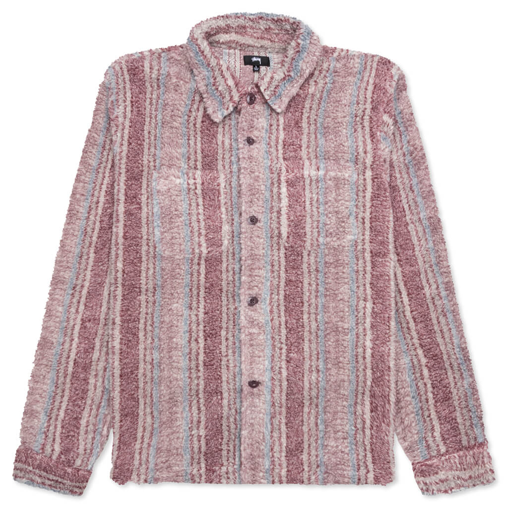 Stripe Sherpa Shirt - Berry
