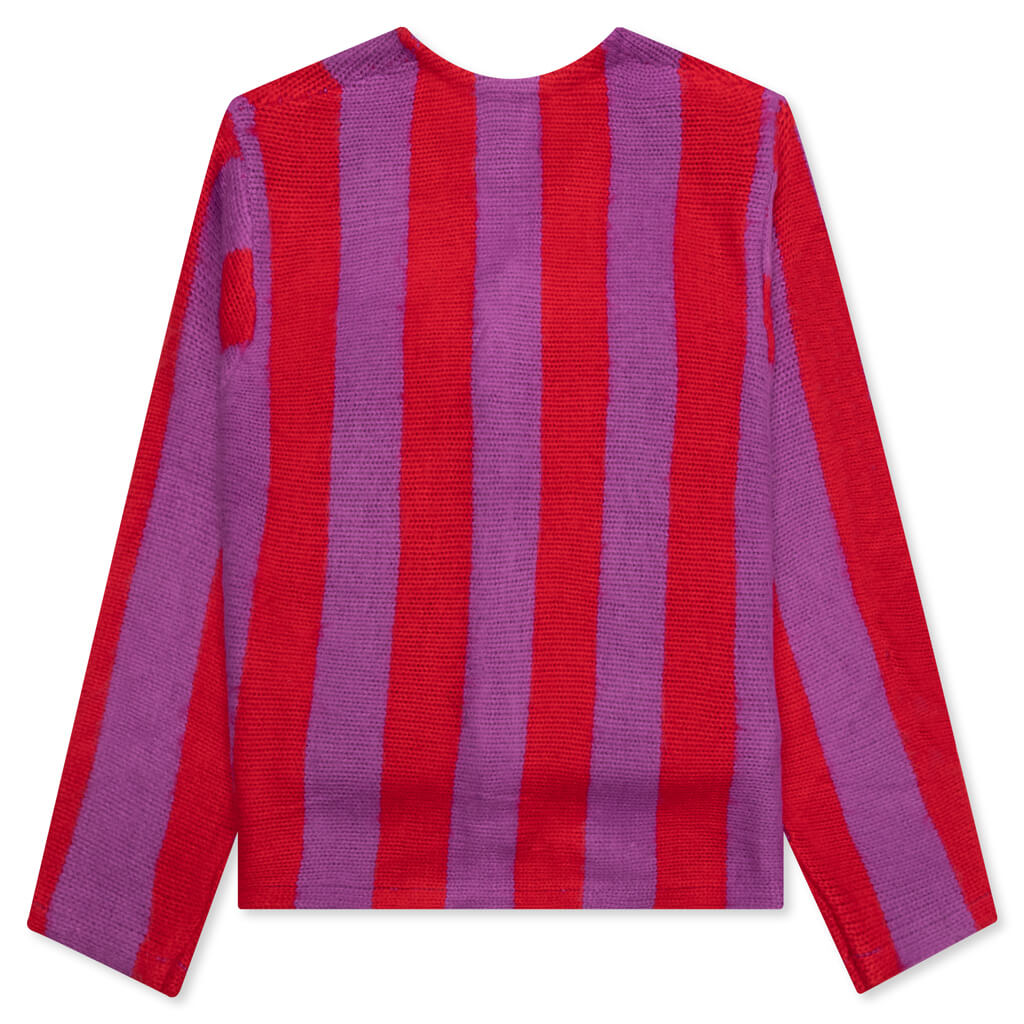 Striped Brushed Cardigan - Purple