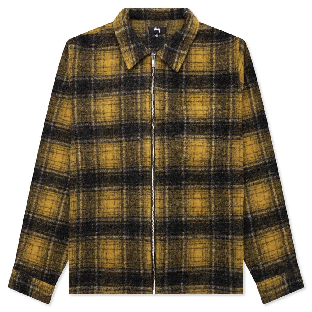 Wool Plaid Zip Shirt - Yellow