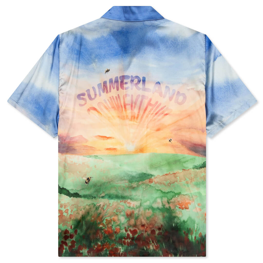 Summerland Sunset S/S Silk Shirt - Landscape Poppies