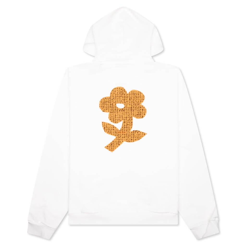 Organic Cotton Hoodies With Wordsearch Flower Print - Natural White