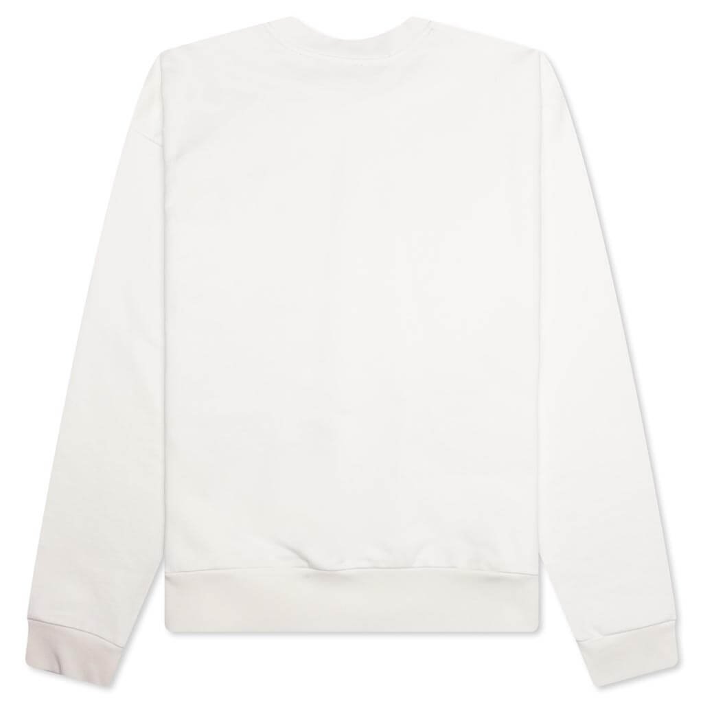 White Cotton Sweatshirt With Gingham Logo - Natural White