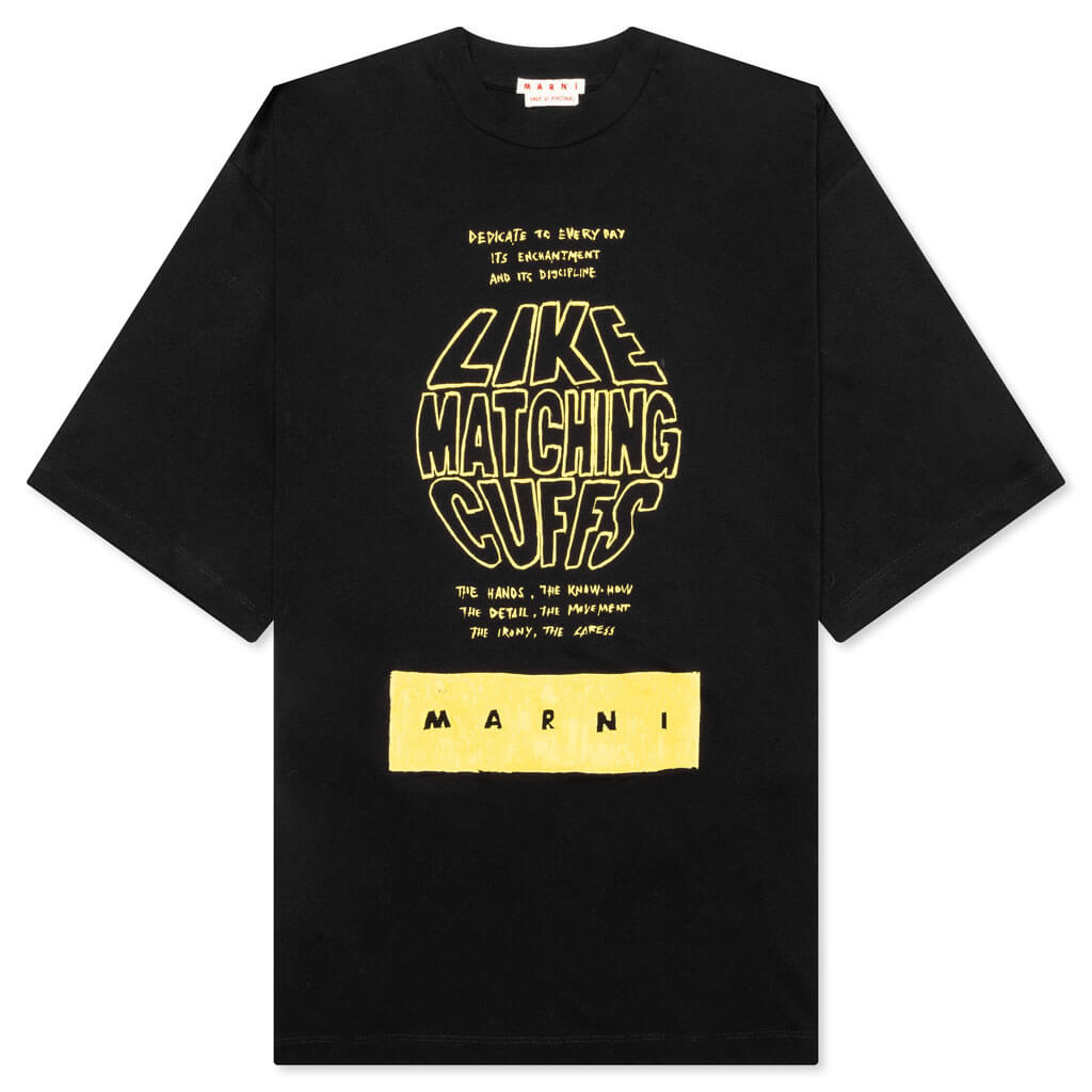 Slogan Print T-Shirt - Black