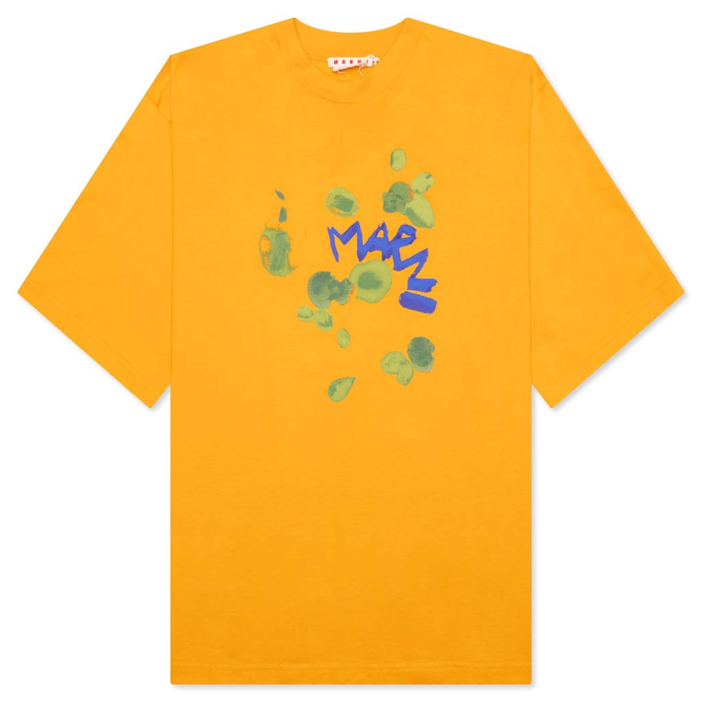 Organic Cotton T-Shirt With Marni Dripping Print- Light Orange