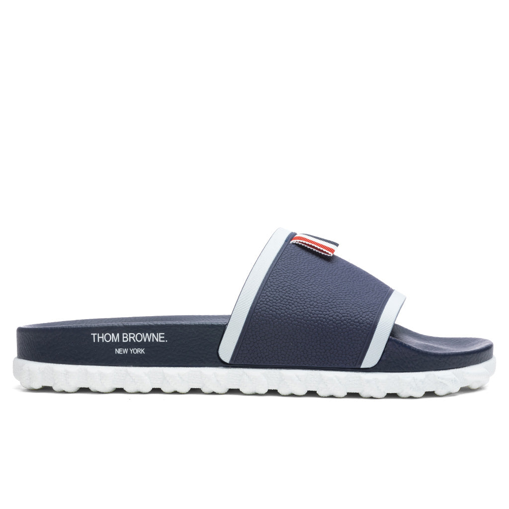 Cable Knit Sole Pool Slide - Navy