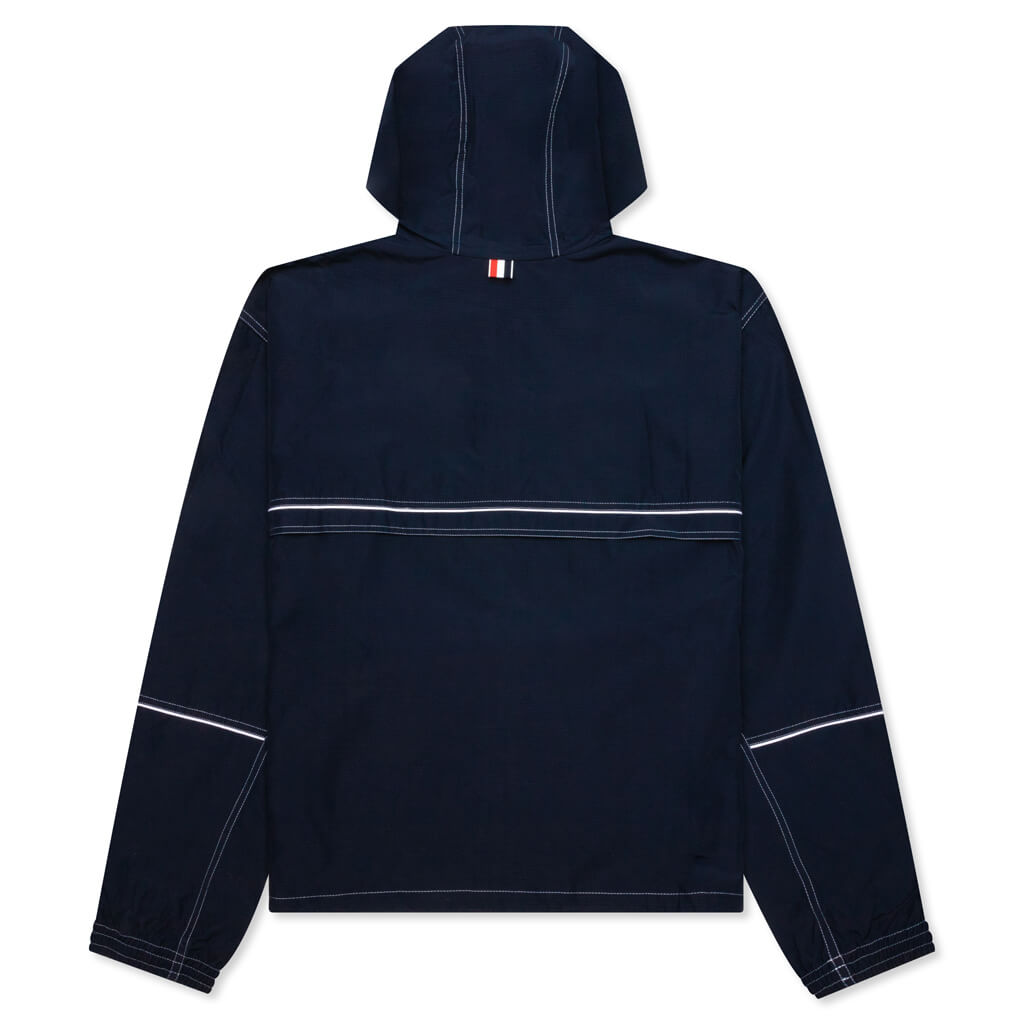 Contrast White Stitching Oversized Zip Up Track Jacket - Navy