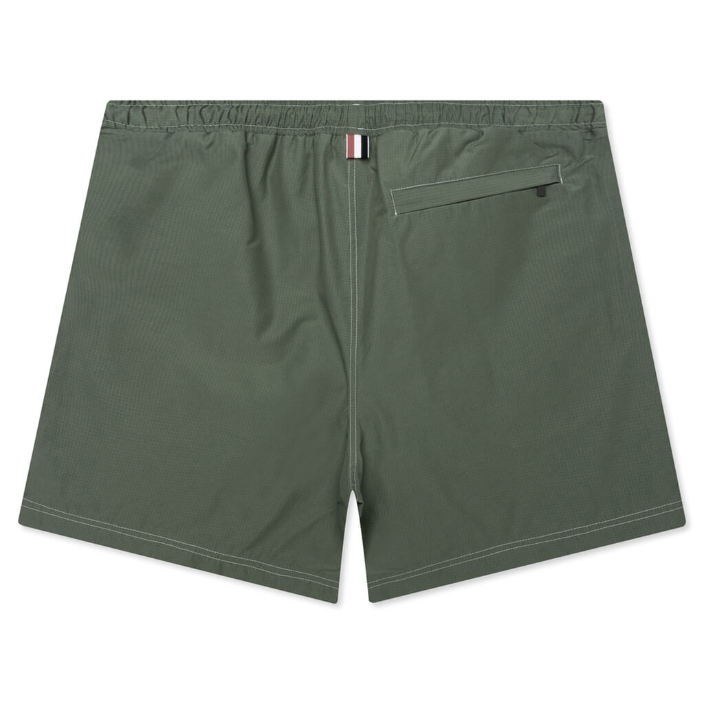 Contrast White Stitching Track Shorts - Dark Green