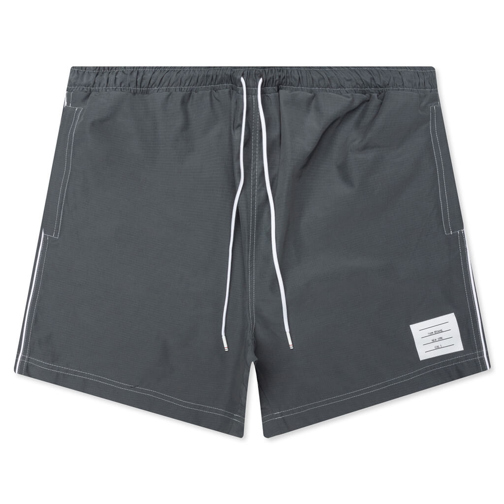 Contrast White Stitching Track Shorts - Med Grey